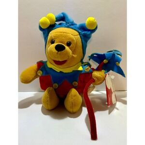 Disney Store Winnie the Pooh Jester Plush Toy Especially For You Red Blue Yellow